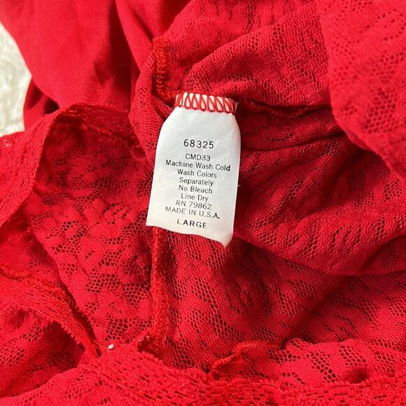 Vintage Cinema Etoile red lace and satin maxi slip, size large - Picture 10 of 10